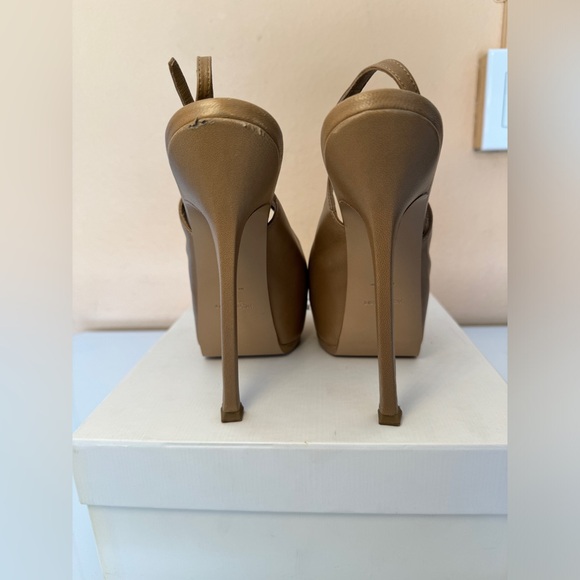 YSL Saint Laurent Slingback Heels Size 41 Platform Nappa Beige - Picture 4 of 15